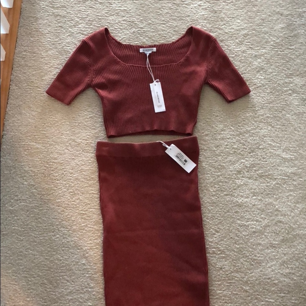 Two piece knit skirt/crop top outfit 😊